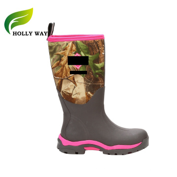 Pink Rolloff Patterned Camo Boots with Padad Collar